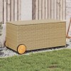 Lada Depozitare Gradina Poliratan vidaXL 190L, Roti, Impermeabila, Bej Mix 107x55x50 cm