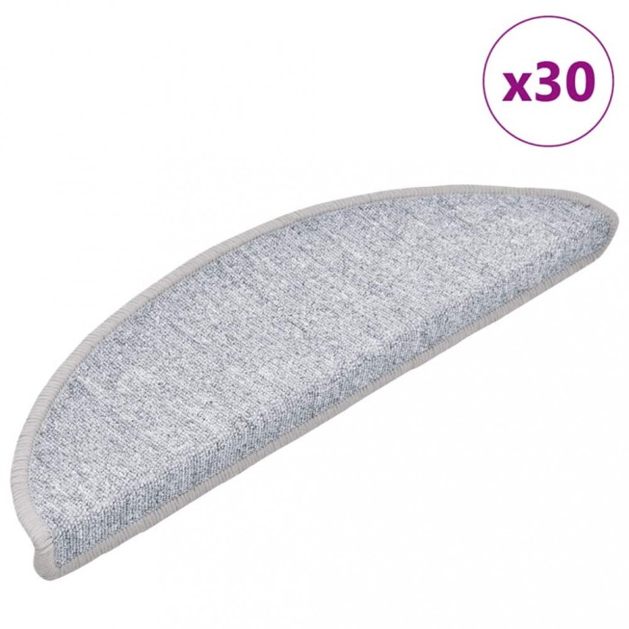 vidaXL Covorașe pentru scări, 30 buc., 56x17x3 cm, gri deschis, semirotunde 3365736
