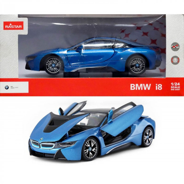 Masina BMW I8, metalica, scara 1:24, Albastru