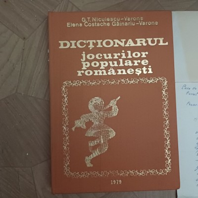 DICTIONARUL JOCURILOR POPULARE ROMANESTI+SCRISOARE-G.T.NICULESCU-VARONE-1979 S2. foto
