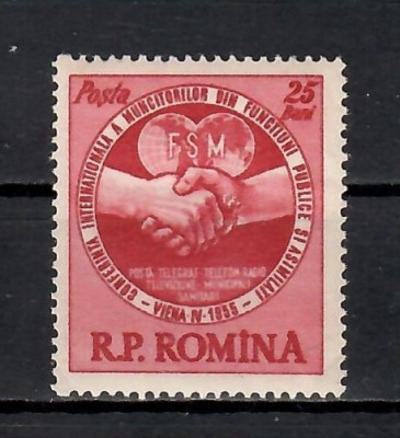 Romania 1955, LP.382 - Conferinţa sindicală internaţională -Viena, MH foto