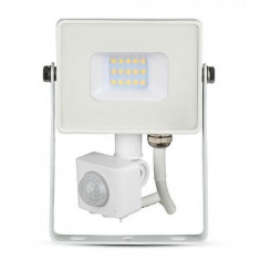 Reflector led smd 10w 3000k ip65 cu senzor miscare - alb