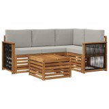 vidaXL Set de canapele de exterior 5 pcs Natural și gri deschis 3384322