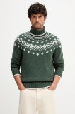 Barbour pulover de l&acirc;nă HEWTON culoarea verde, călduros, cu guler, MKN1672
