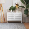 VidaXL Uși dulap design lambriu 2 buc. alb 39,5x39,4 cm lemn masiv pin
