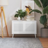 VidaXL Uși dulap design lambriu 2 buc. alb 39,5x39,4 cm lemn masiv pin