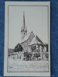 147 - Biserica Reformata din Dej / carte postala / gravor Szopos Sandor, Circulata, Fotografie