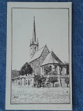 147 - Biserica Reformata din Dej / carte postala / gravor Szopos Sandor, Circulata, Fotografie