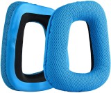 Set 2 bureti TXE pentru casti Logitech F450 / G35 / G930 / G430 / G332 / G231 / G230, Albastru, Plasa, Spuma cu memorie