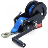 Winch premium de 1500 kg cu manivela, cu curea de 8 metri, albastra, potrivita pentru remorci auto Performance AutoTuning