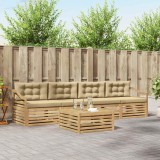 vidaXL Set de canapele de exterior cu pernă 5 pcs Alb și Bej 3390023