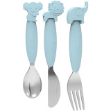 Bo Jungle Cutlery tac&acirc;muri Blue 12m+ 3 buc