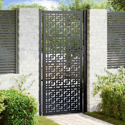 vidaXL Poarta de gradina neagra 105x205 cm Design cruce de otel foto