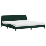 Cumpara ieftin Pat cu saltea, Dover, verde inchis, 200x200 cm, catifea