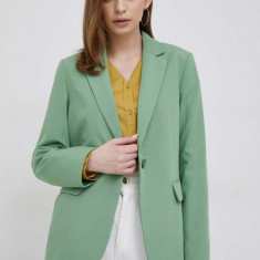 United Colors of Benetton sacou culoarea verde, un singur rand de nasturi, neted