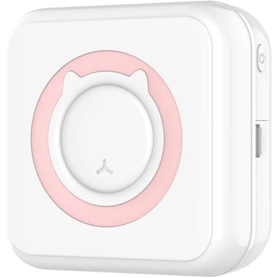 Mini imprimanta, tehnologie printare termic, conectivitate Wi-Fi, format A8, compatibil android, IOS, alb/roz foto