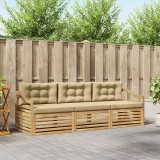 vidaXL Set de canapele de exterior cu pernă 3 pcs Alb și Bej Poliester 3389983