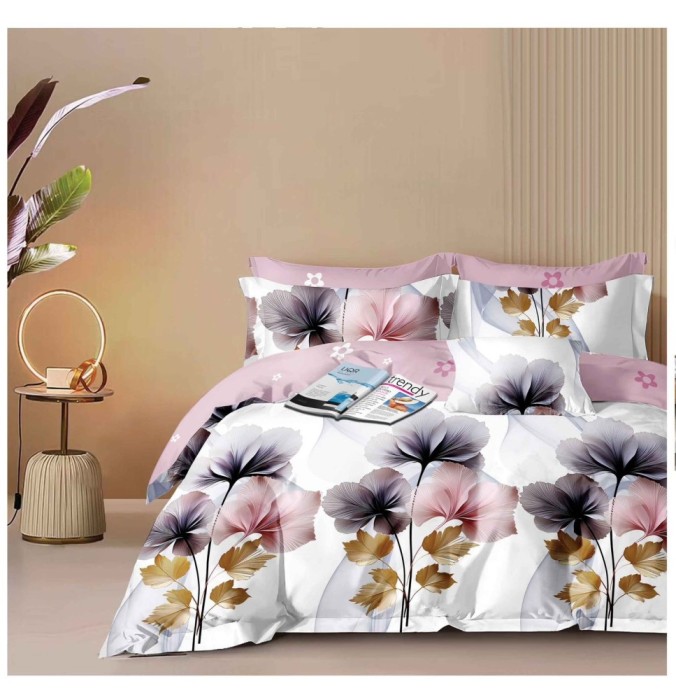 Lenjerie pat dublu,bumbac finet,6 piese,cearceaf normal 220x240cm, cearceaf pilota 200x220cm, 2 fete de perna 50x70, 2 fete de perna 70x70-A1094