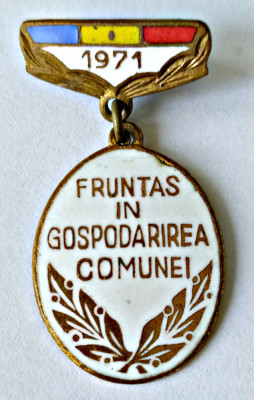 INSIGNA FRUNTAS IN GOSPODARIREA COMUNEI 1971 foto