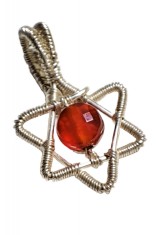 B187a. Pandantiv stea cu Carneol portocaliu, fir Argint, marcat, Luxury