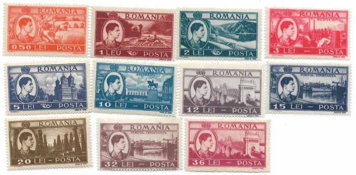 Romania (292) - Uzuale Mihai I - vederi, 1947 - serie neobliterata