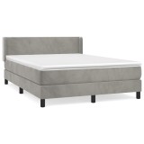 Cumpara ieftin Pat box spring cu saltea, gri deschis, 140x200 cm, catifea
