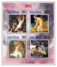 GUINEEA BISSAU 2013 - Picturi, nuduri, nimfe/ set complet MNH - colita + bloc (2 imagini)