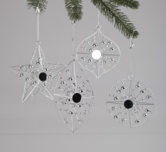 Decoratiuni de Craciun argintii cu perle 11-15 cm 4 modele foto