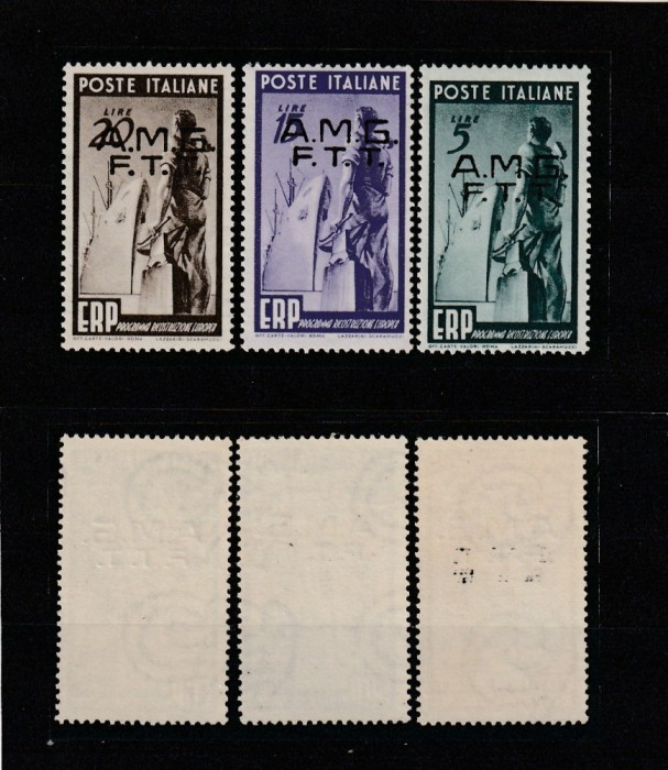Italia , Triest 1949 - Organizatii Internationale , Planul de reconstructie a Europei, , MNH , Mi.67-69