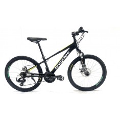 Bicicleta MTB 24&Prime; BR Tornado, cadru Aluminiu, 21 viteze, cu Shimano, Negru