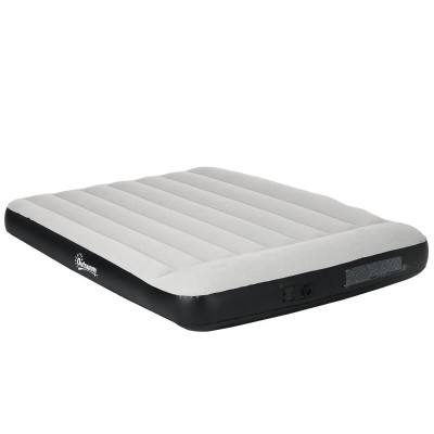 Saltea camping, 2 persoane, gonflabila, cu pompa electrica incorporata, 220-240 V, PVC, gri si negru, 203x152x30 cm GartenVIP DiyLine foto