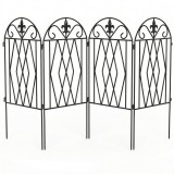Outsunny Set de 4 garduri metalice de grădină 125x56 cm cu design arcuit, rezistente, ușor de instalat, pentru patio, gazon, negru | Aosom Romania
