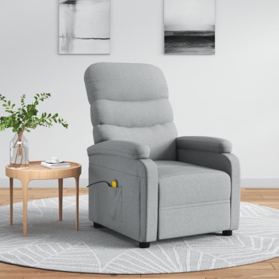 vidaXL Fotoliu de masaj, gri deschis, material textil foto