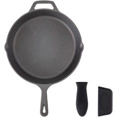 Tigaie din fonta antiaderenta Navaris pentru aragaz/cuptor/gratar - 30 cm - negru, 48585.03