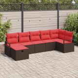 vidaXL Set de canapea cu pernă Manual 7 pcs Maro și roșu poliratan 3359203
