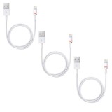 Set 3 Cabluri de Date si Incarcare, USB / Lightning, Albe, 2A, Viteza 10 Gbps, 1 M