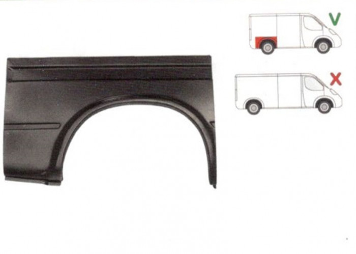 Aripa spate Ford Transit 1991-1994 Partea Dreapta Lungime 1100 Mm, Inaltime 570 mm, Model Scurt,