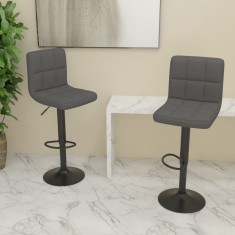 vidaXL Scaune de bar, 2 buc., gri &icirc;nchis, material textil