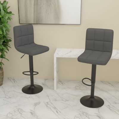 vidaXL Scaune de bar, 2 buc., gri &amp;icirc;nchis, material textil foto