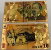 10 LEI 2005 (REPLICA / REPRODUCERE / SUVENIR) POLIMER (PLASTIC) PLACATA CU AUR DE 24K