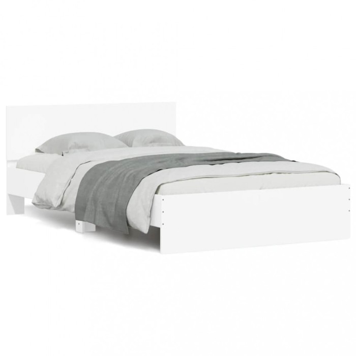 vidaXL Cadru de pat cu tăblie și LED, alb, 140x190 cm 3207623