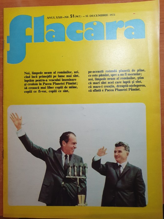 flacara 15 decembrie 1973-vizita lui ceausescu in SUA,intalnirea cu nixon