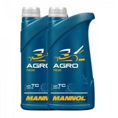 Pachet 2 litri Ulei Motor MANNOL Agro 2-Takt Mineral (Utilaje Gradina, Husqvarna, Culoare Verde)