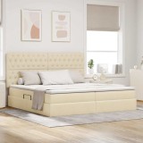 vidaXL Pat cu saltea și spațiu de depozitare Creme 200 x 200 cm 3371869