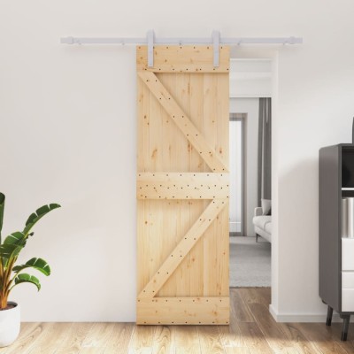 Ușă glisantă cu set de feronerie 70x210 cm, lemn masiv de pin foto