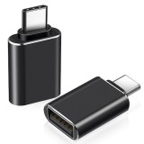 Set 2x Adaptor Conversie USB 3.0 la USB Type-C, USB-A, USB-C Negru, Dactylion