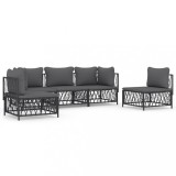 Cumpara ieftin Set mobilier de gradina, 5 piese, cu perne, antracit, otel