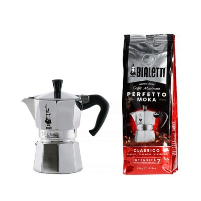 Set Espressor Bialetti 3 cesti + cafea macinata Classico 250gr foto