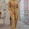 R960-16 Salopeta lunga elegant/casual cu guler tip camasa
