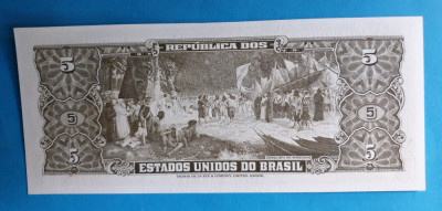 5 Cruzeiros nedatata anii 1970 Bancnota veche Brazilia - SUPERBA foto